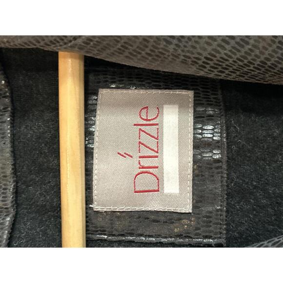 Vintage Drizzle Trench Coat Sz 8 Grey Snake Skin Double Breasted 90's Grunge - Picture 7 of 9